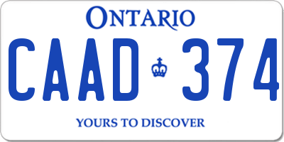 ON license plate CAAD374
