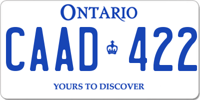 ON license plate CAAD422