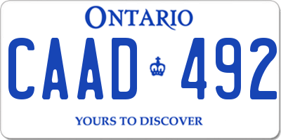 ON license plate CAAD492