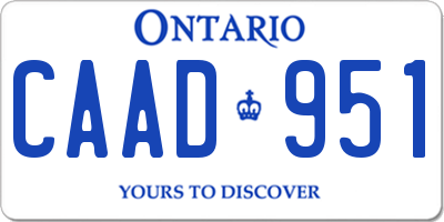 ON license plate CAAD951
