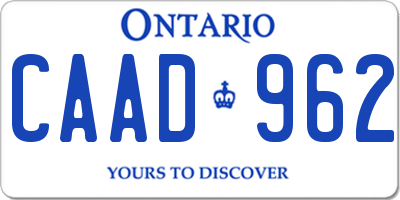 ON license plate CAAD962