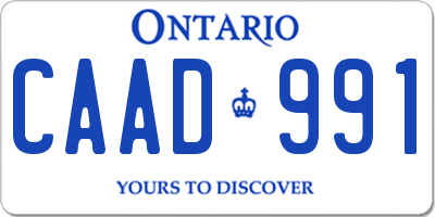 ON license plate CAAD991