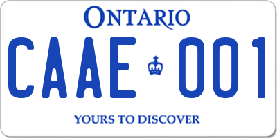 ON license plate CAAE001
