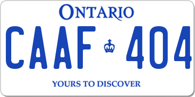 ON license plate CAAF404