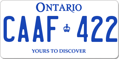 ON license plate CAAF422