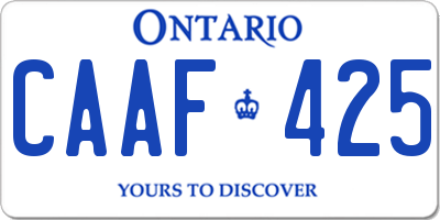 ON license plate CAAF425