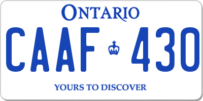 ON license plate CAAF430