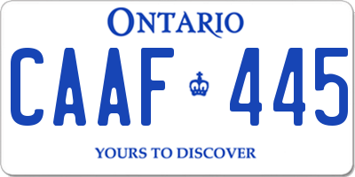 ON license plate CAAF445