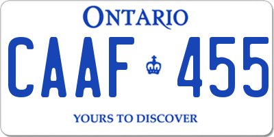 ON license plate CAAF455