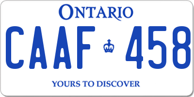 ON license plate CAAF458