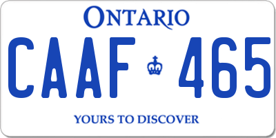 ON license plate CAAF465