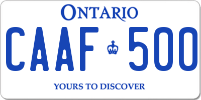 ON license plate CAAF500