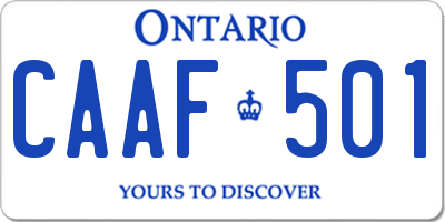 ON license plate CAAF501