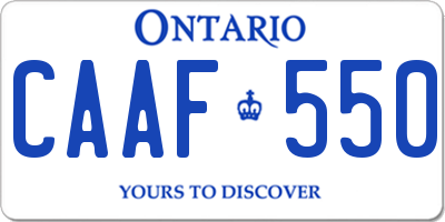 ON license plate CAAF550