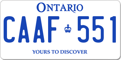 ON license plate CAAF551