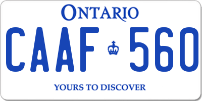 ON license plate CAAF560