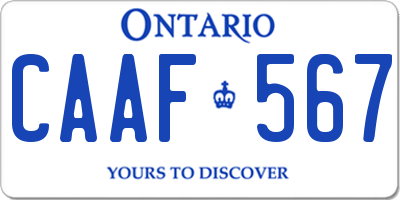 ON license plate CAAF567