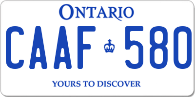 ON license plate CAAF580