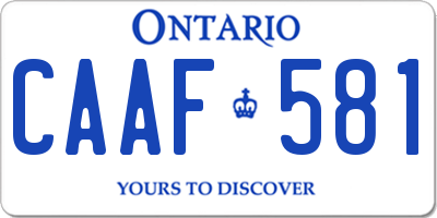 ON license plate CAAF581