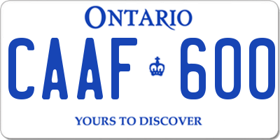 ON license plate CAAF600