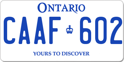 ON license plate CAAF602