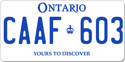 ON license plate CAAF603