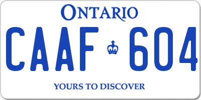 ON license plate CAAF604