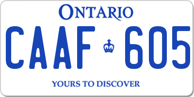 ON license plate CAAF605