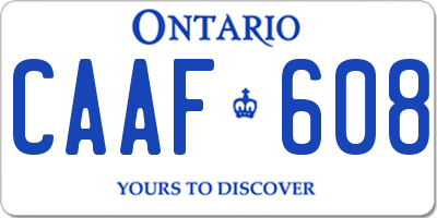 ON license plate CAAF608