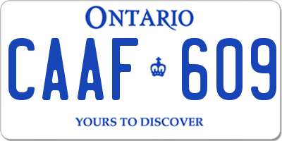 ON license plate CAAF609