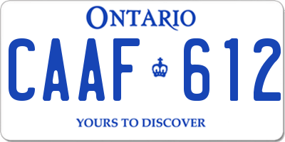 ON license plate CAAF612