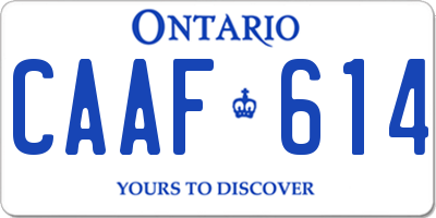 ON license plate CAAF614