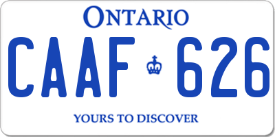 ON license plate CAAF626