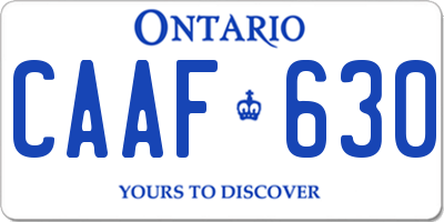 ON license plate CAAF630