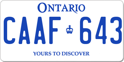 ON license plate CAAF643