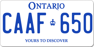 ON license plate CAAF650