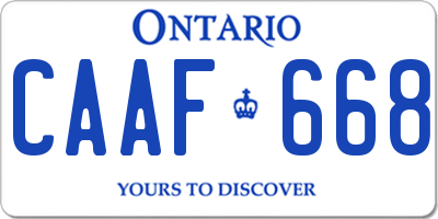 ON license plate CAAF668