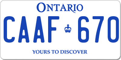 ON license plate CAAF670