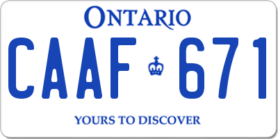 ON license plate CAAF671