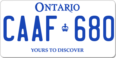 ON license plate CAAF680