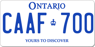 ON license plate CAAF700