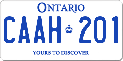 ON license plate CAAH201