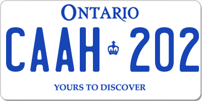 ON license plate CAAH202