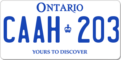 ON license plate CAAH203