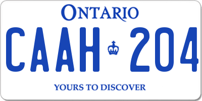 ON license plate CAAH204