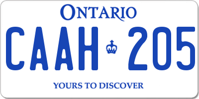 ON license plate CAAH205