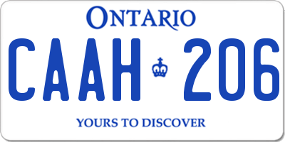 ON license plate CAAH206