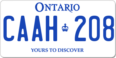 ON license plate CAAH208