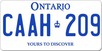 ON license plate CAAH209