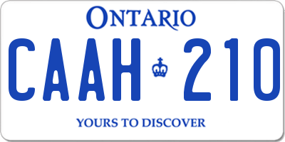 ON license plate CAAH210